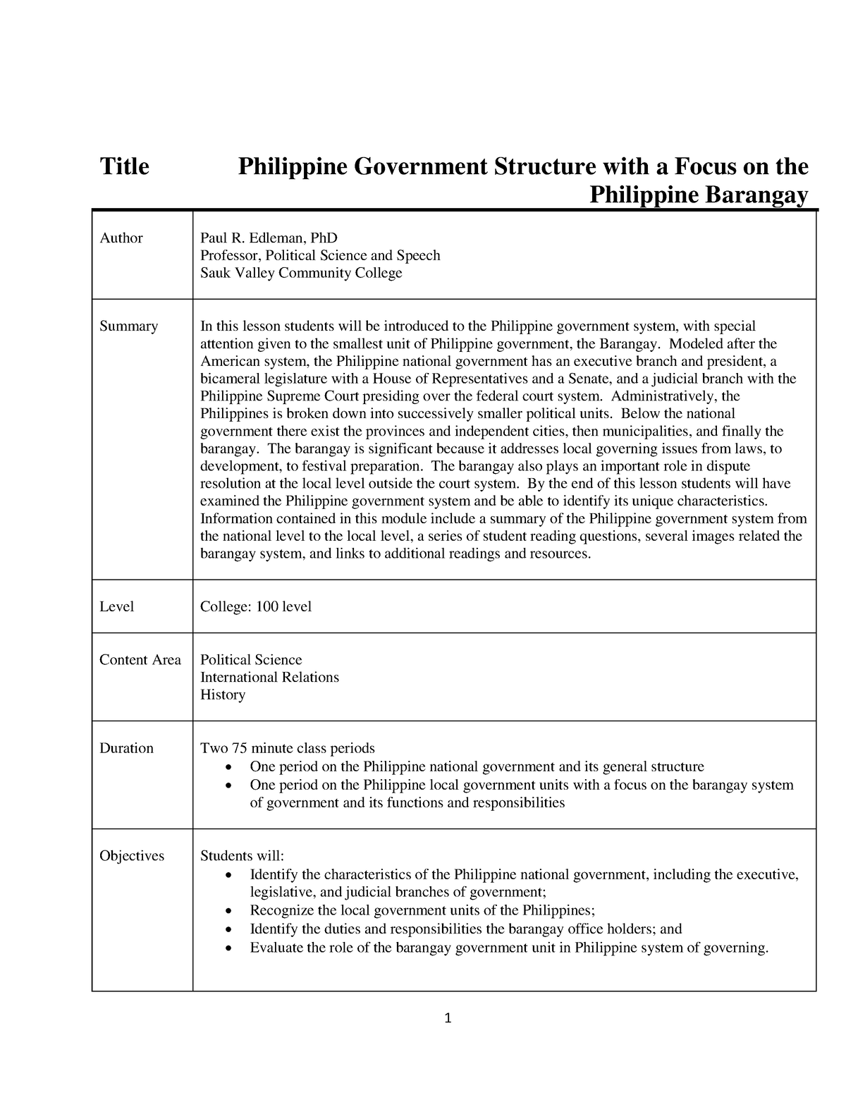 essay for the philippine political structure