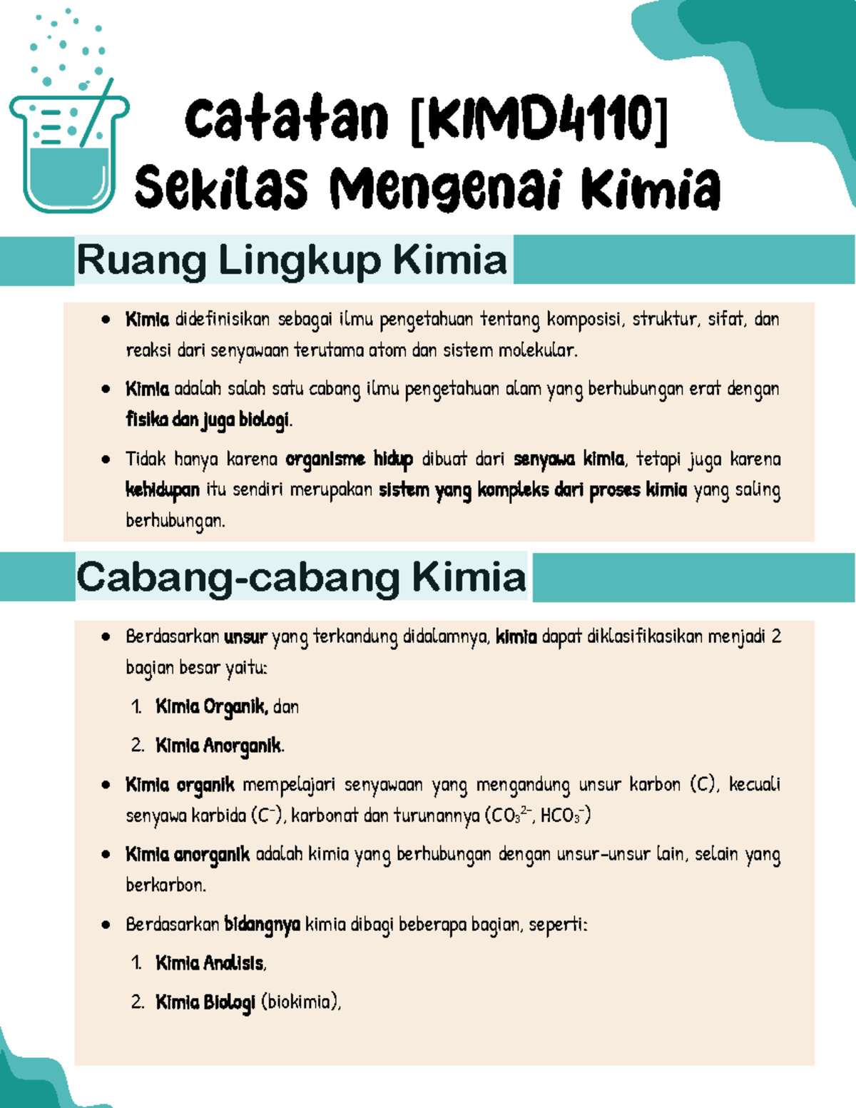 1. Catatan Kuliah [KIMD 4110] Sekilas Mengenai Kimia - [ ] Ruang ...