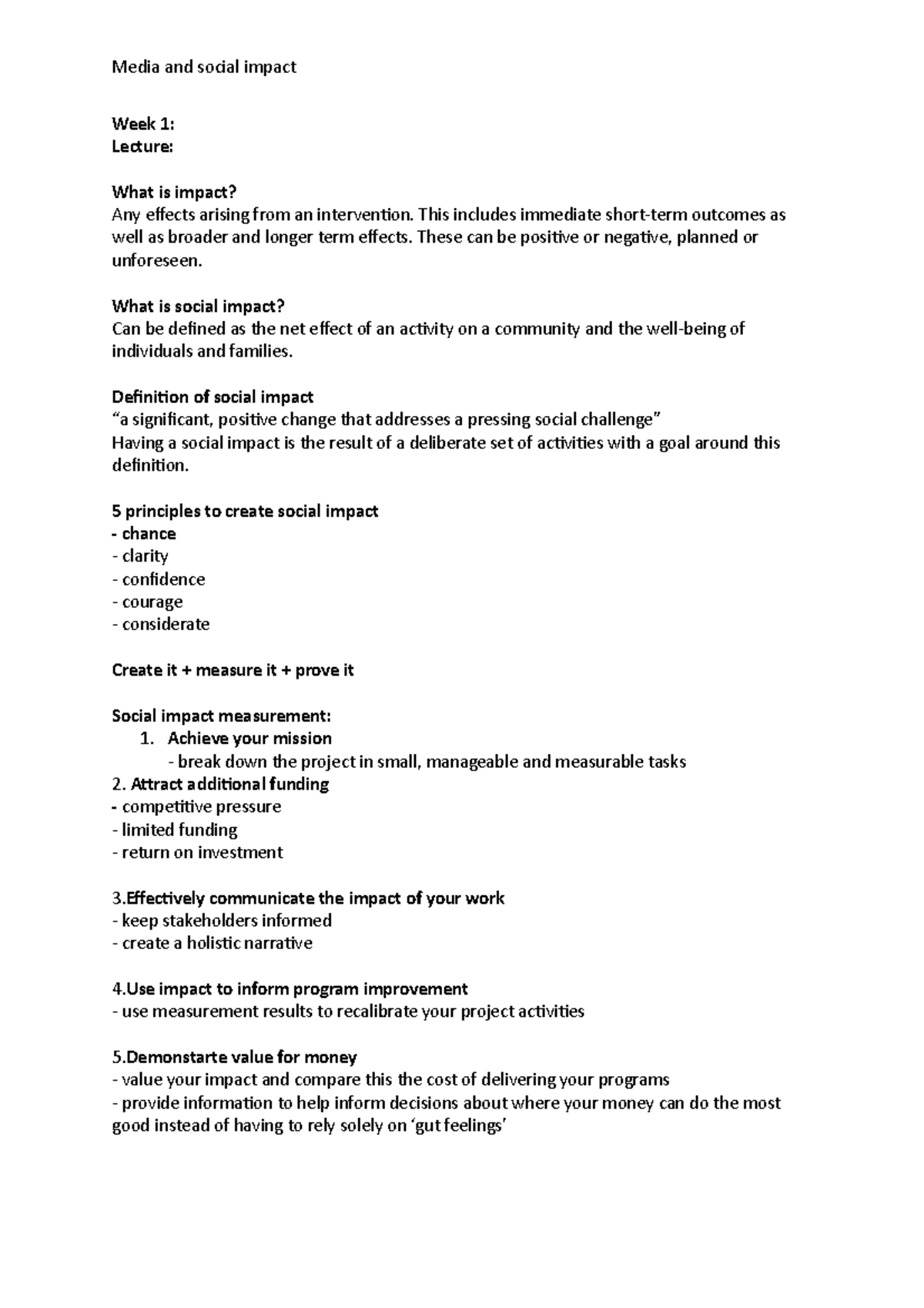 Lecture notes for media and social impact - Week 1: Lecture: What is ...