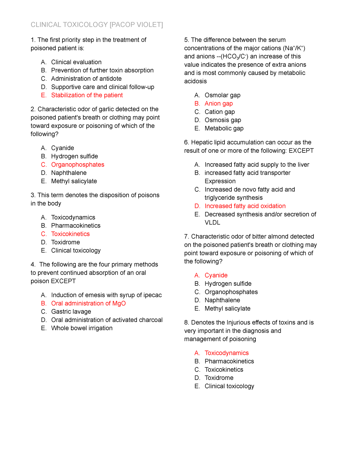 Clinical Toxicology - Pacop Violet - The First Priority Step In The ...