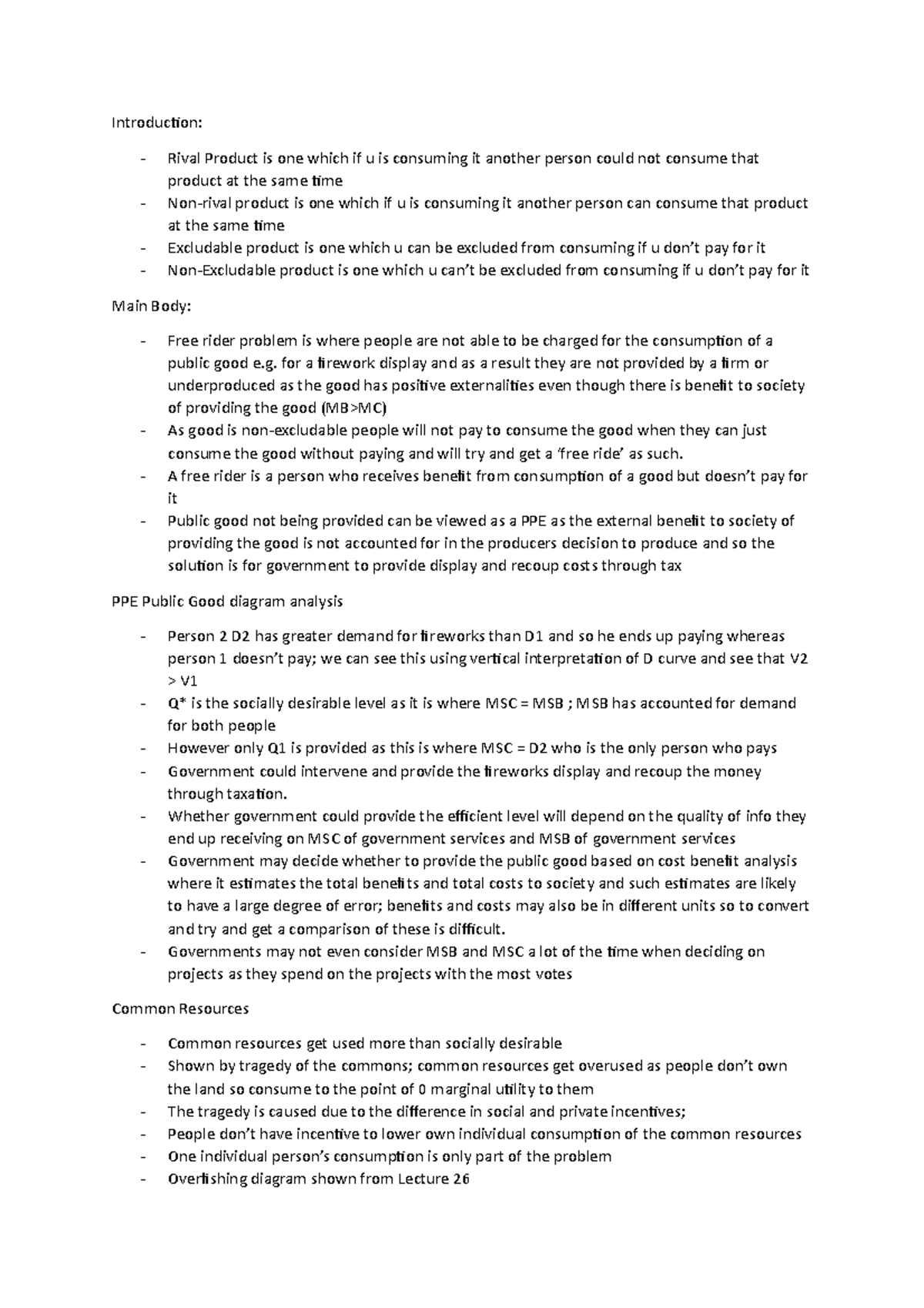 Rival Excludable Free Rider and Common Resources: An Analysis - Studocu