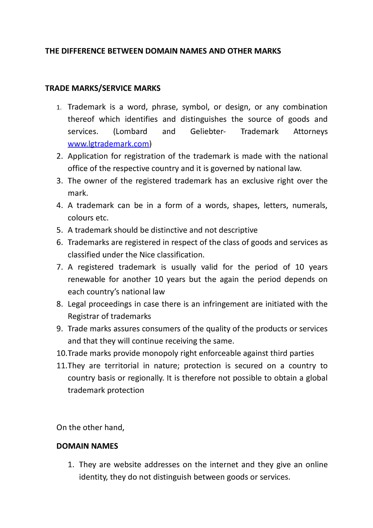 domain name assignment practical law