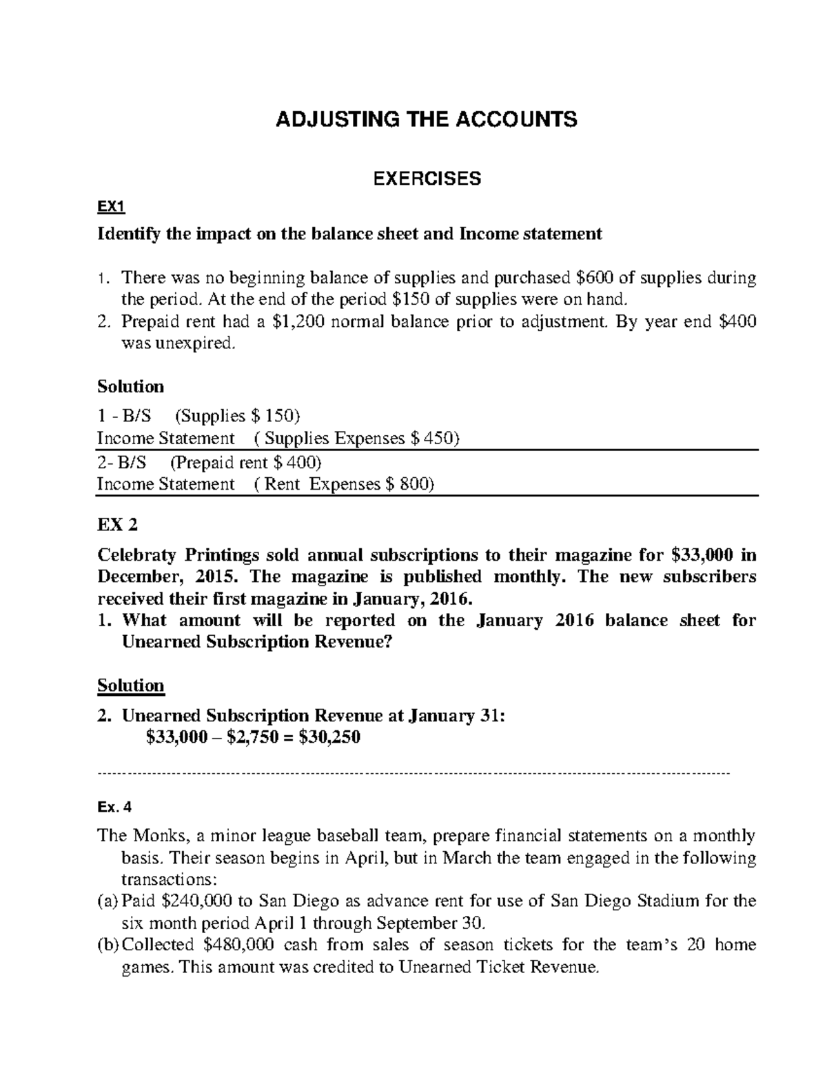 Adjusting Adjustment of financial reports ADJUSTING THE ACCOUNTS