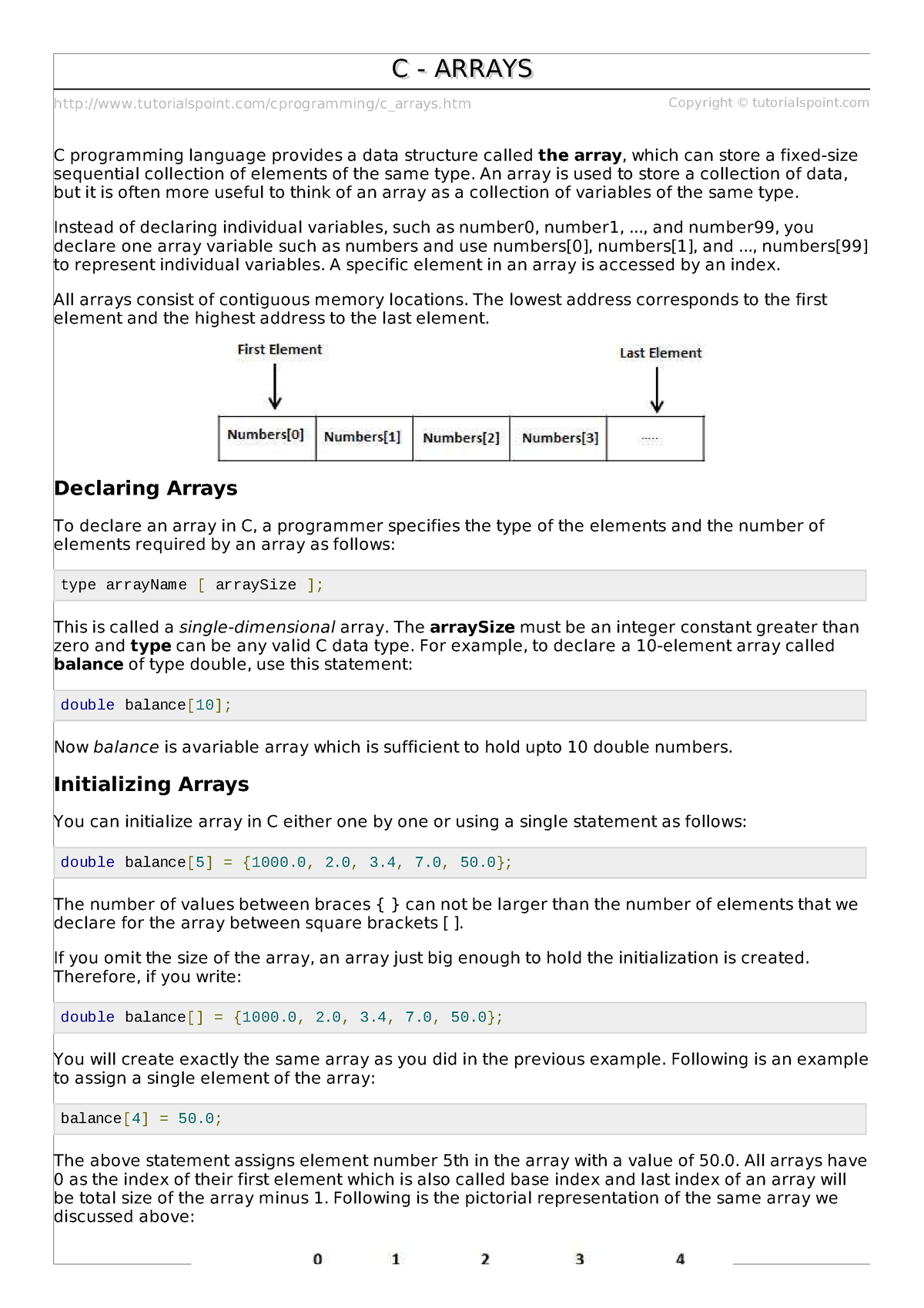 C Arrays - Tutorialspoint/cprogramming/c_arrays.htm Copyright ...