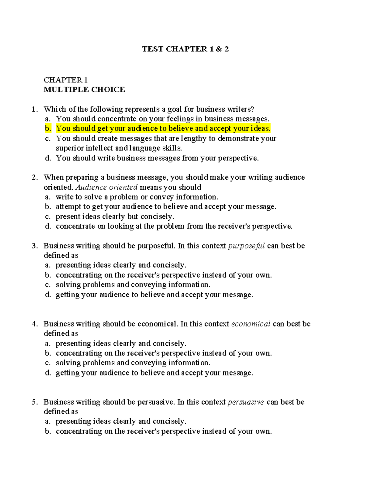 TEST Practice - Chapter 1 &2 - TEST CHAPTER 1 & 2 CHAPTER 1 MULTIPLE ...