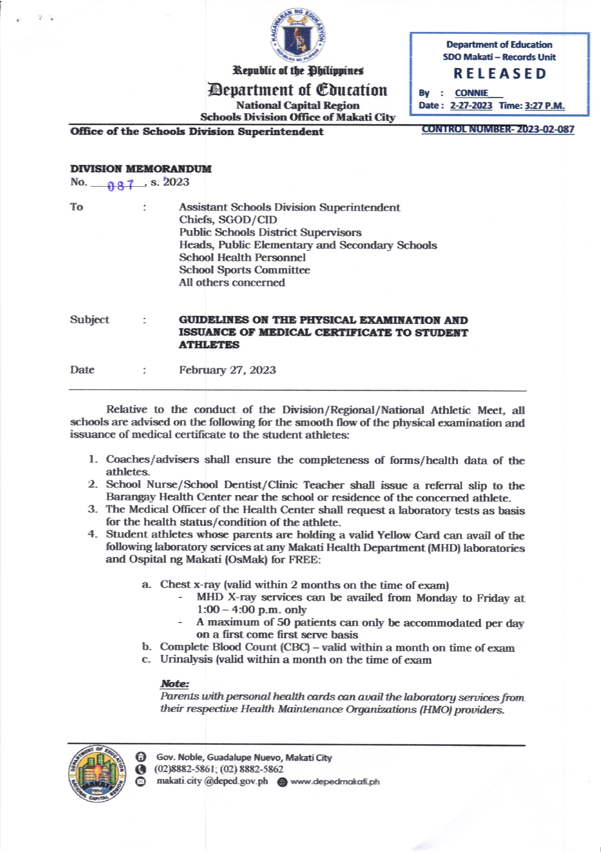 DM 087 Guidelines ON THE Physical Examination AND Issuance OF Medical ...