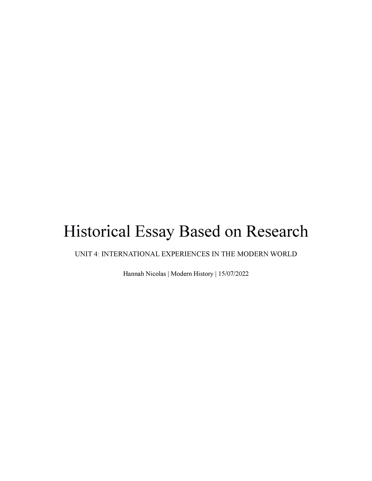 historical essay based on research