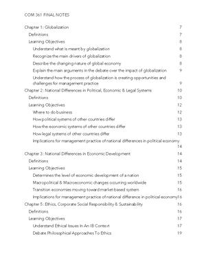 International Business Notes - Lecture 1 Chapter 1: Globalization of ...