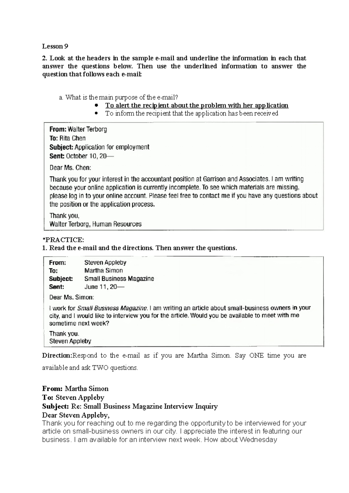 ENG117HT Butterflies Lesson 9 11 Practice - Lesson 9 2. Look at the ...