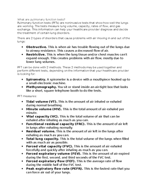 Pulmonary Function Testing Slides - The most important function of the ...