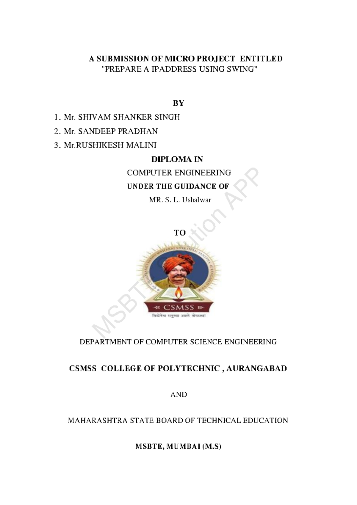 AJP 1 - Vsjjs - A SUBMISSION OF MICRO PROJECT ENTITLED 