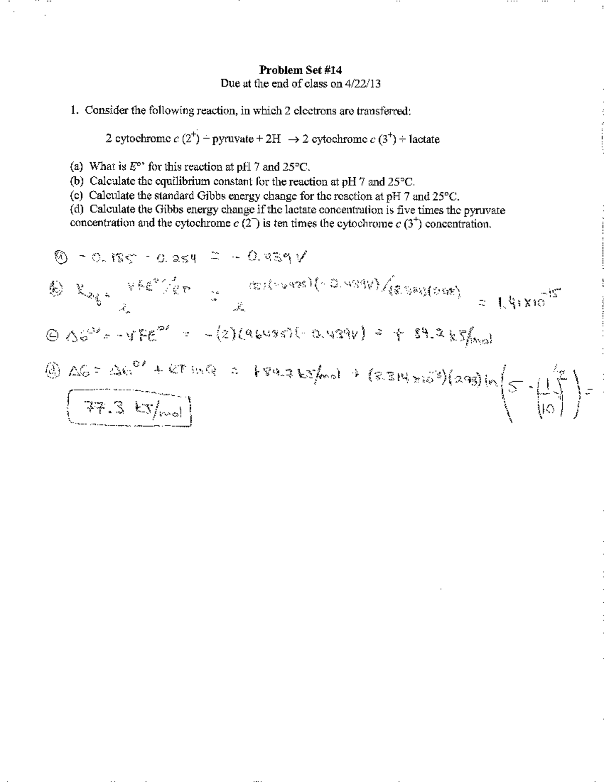 KEY Problem Set #14 - CHM 194 - Studocu