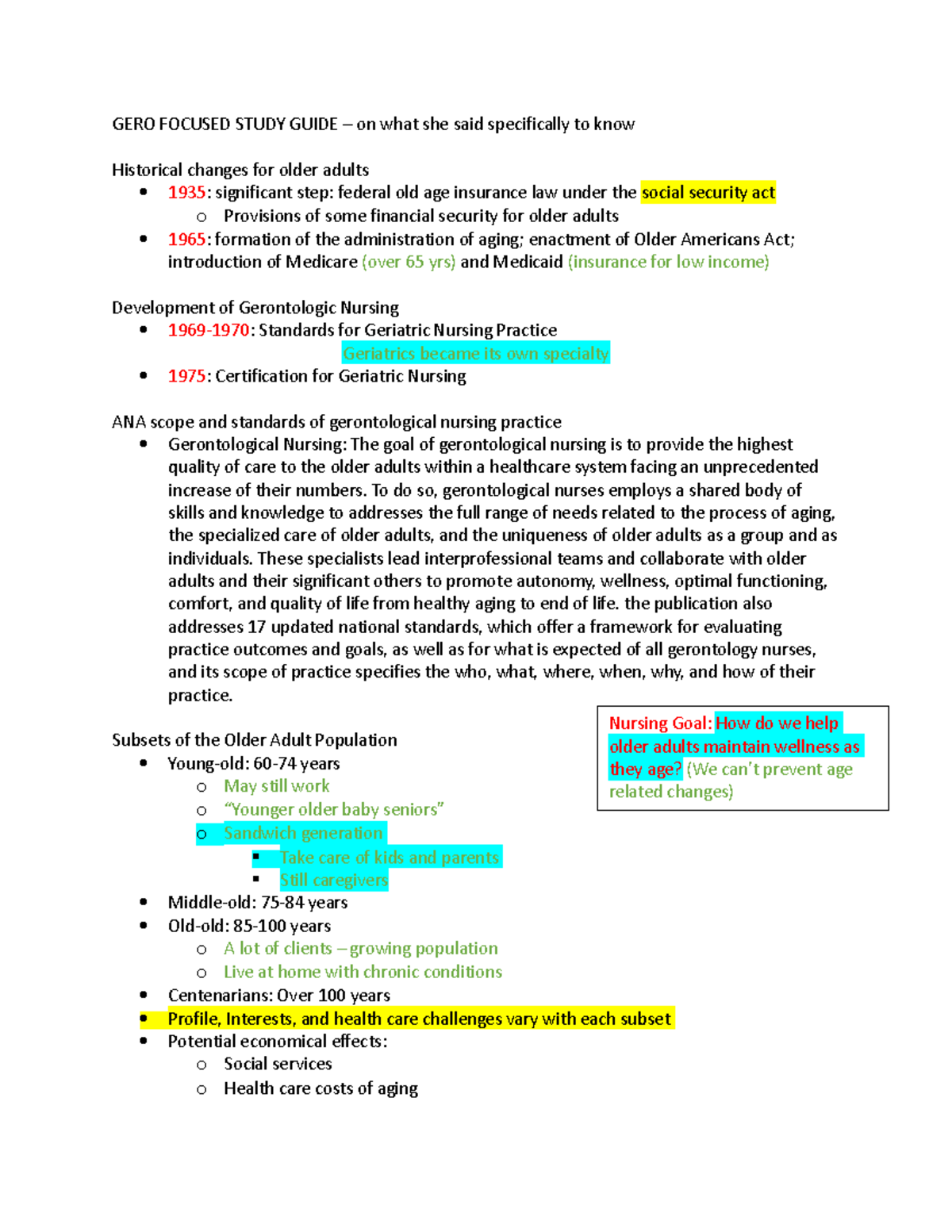 GERO Focused Study Guide GERO FOCUSED STUDY GUIDE on what
