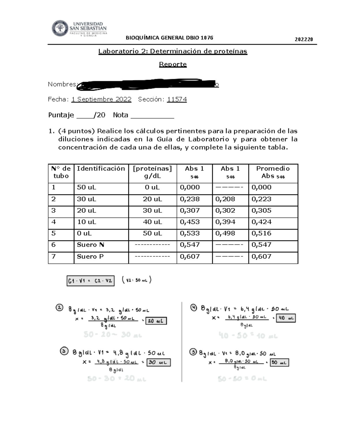 Informe Lab 2 Dbio 1076 202220 BioquÍmica General Dbio 1076 202220