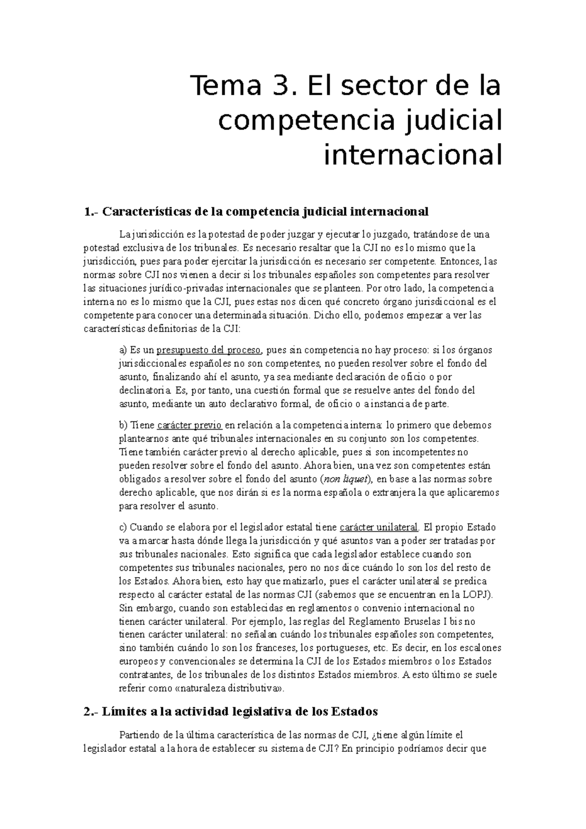 Tema 3 - DIPrivado - Tema 3. El Sector De La Competencia Judicial ...