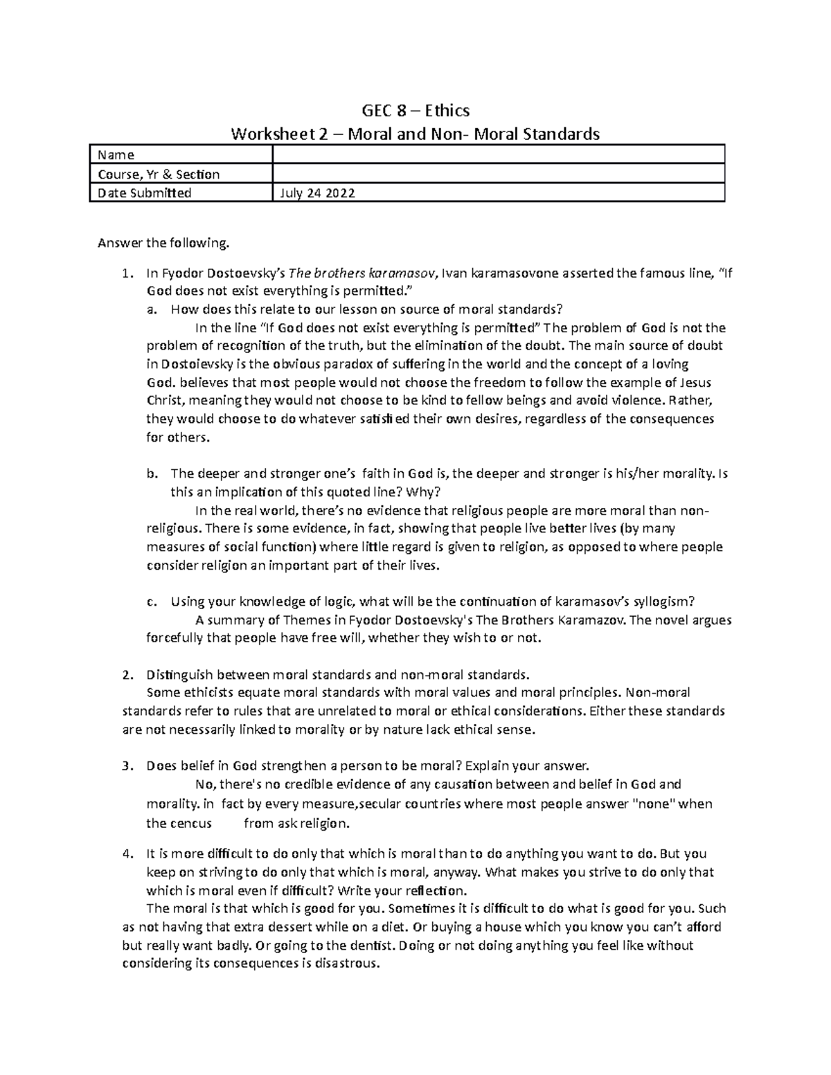 Gec-8-ws-2-summer - Copy - GEC 8 – Ethics Worksheet 2 – Moral and Non ...