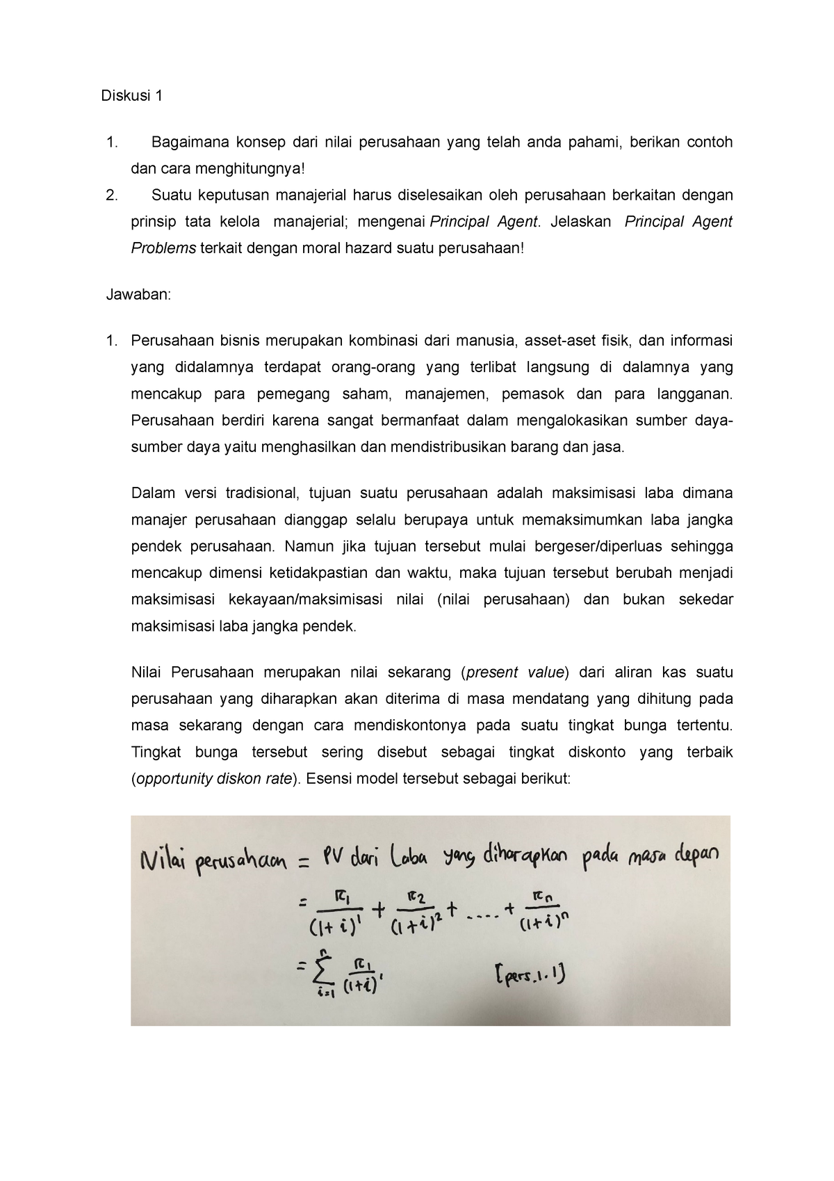 Ekonomi Manajerial Diskusi 1 - Diskusi 1 1. Bagaimana Konsep Dari Nilai ...