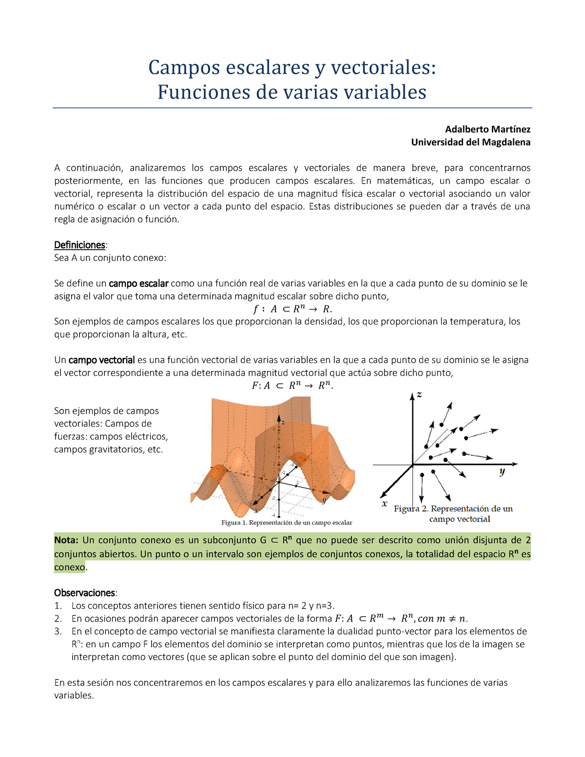 Clase 4 Campos Escalares Funciones De Dos Variables - Campos Escalares ...