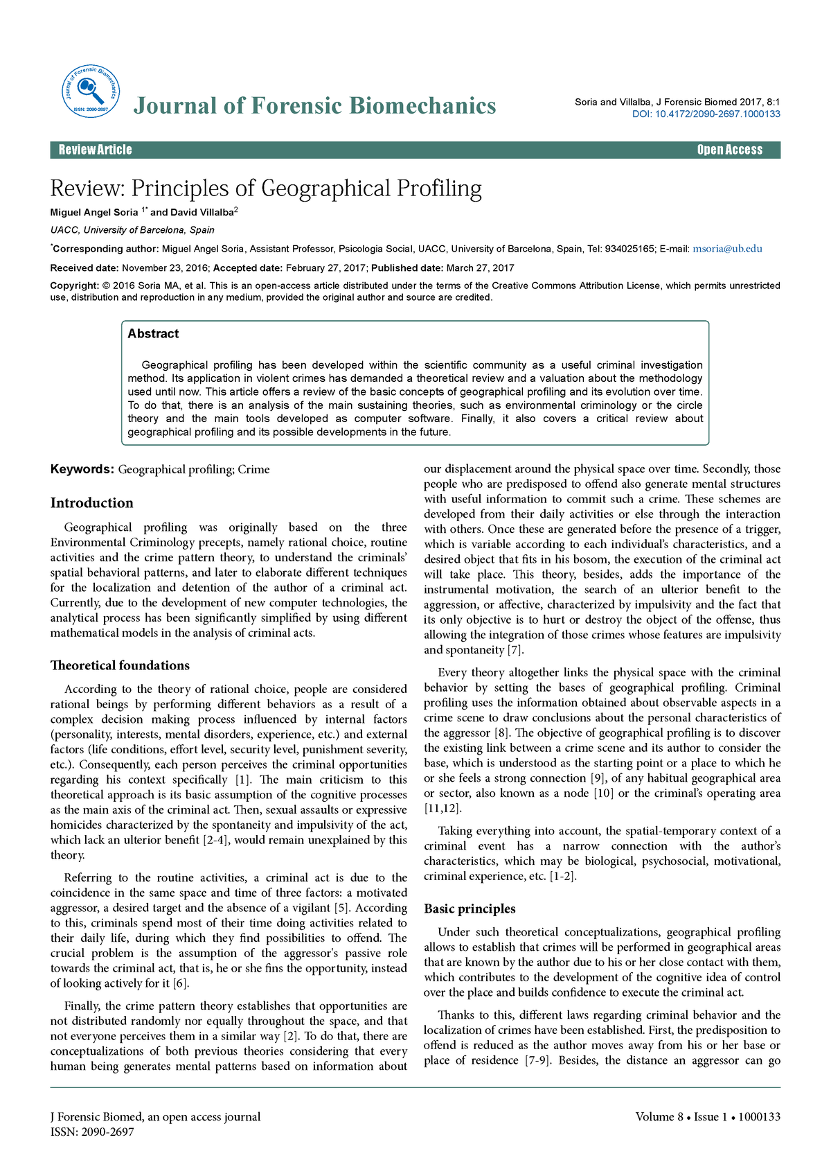 case study for geographical profiling