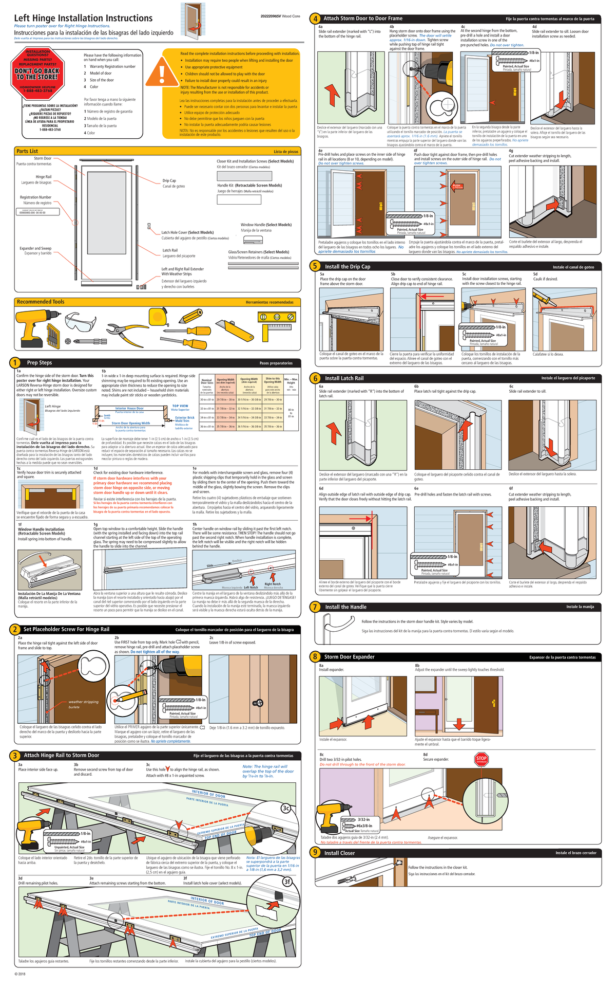 Storm door instructions - TOP END OF DOOR EXTREMO SUPERIOR DE LA PUERTA ...