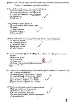 Quiz3 - Full mark - Materials 1 Quiz 3