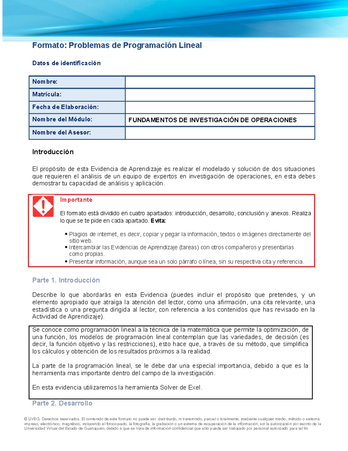 Programación lineal - Formato: Problemas de Programación Lineal Datos ...