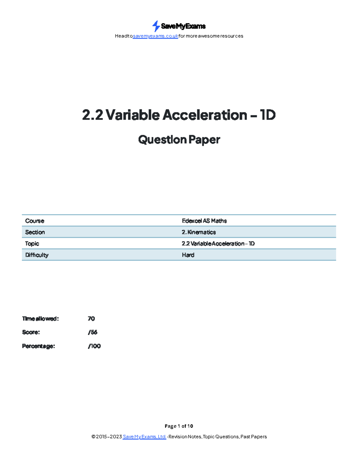 Save - variable accelerarion - Page 1 of 10 2 Variable Acceleration ...