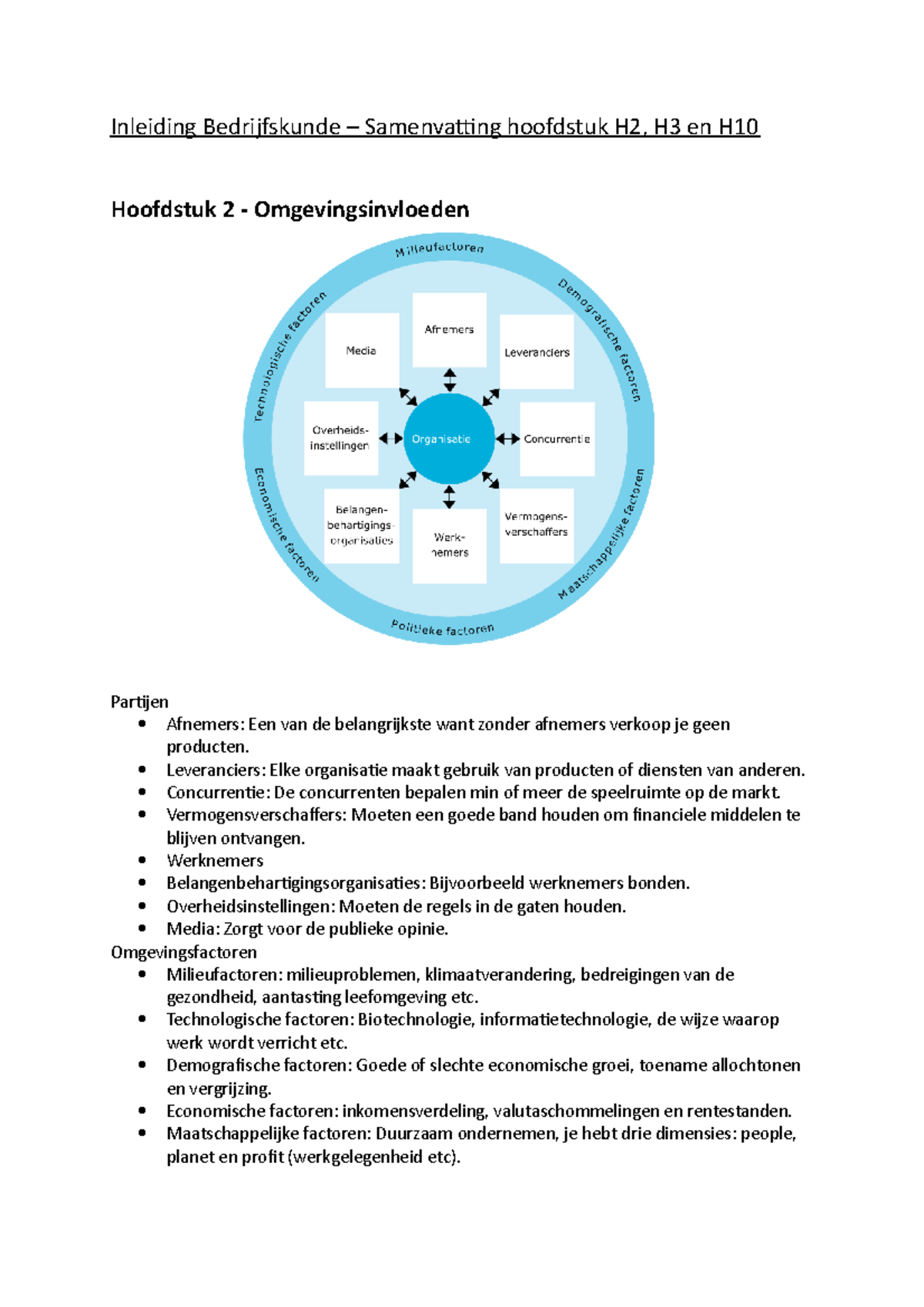 Inleiding Bedrijfskunde SV H2,3,10 - Inleiding Bedrijfskunde ...