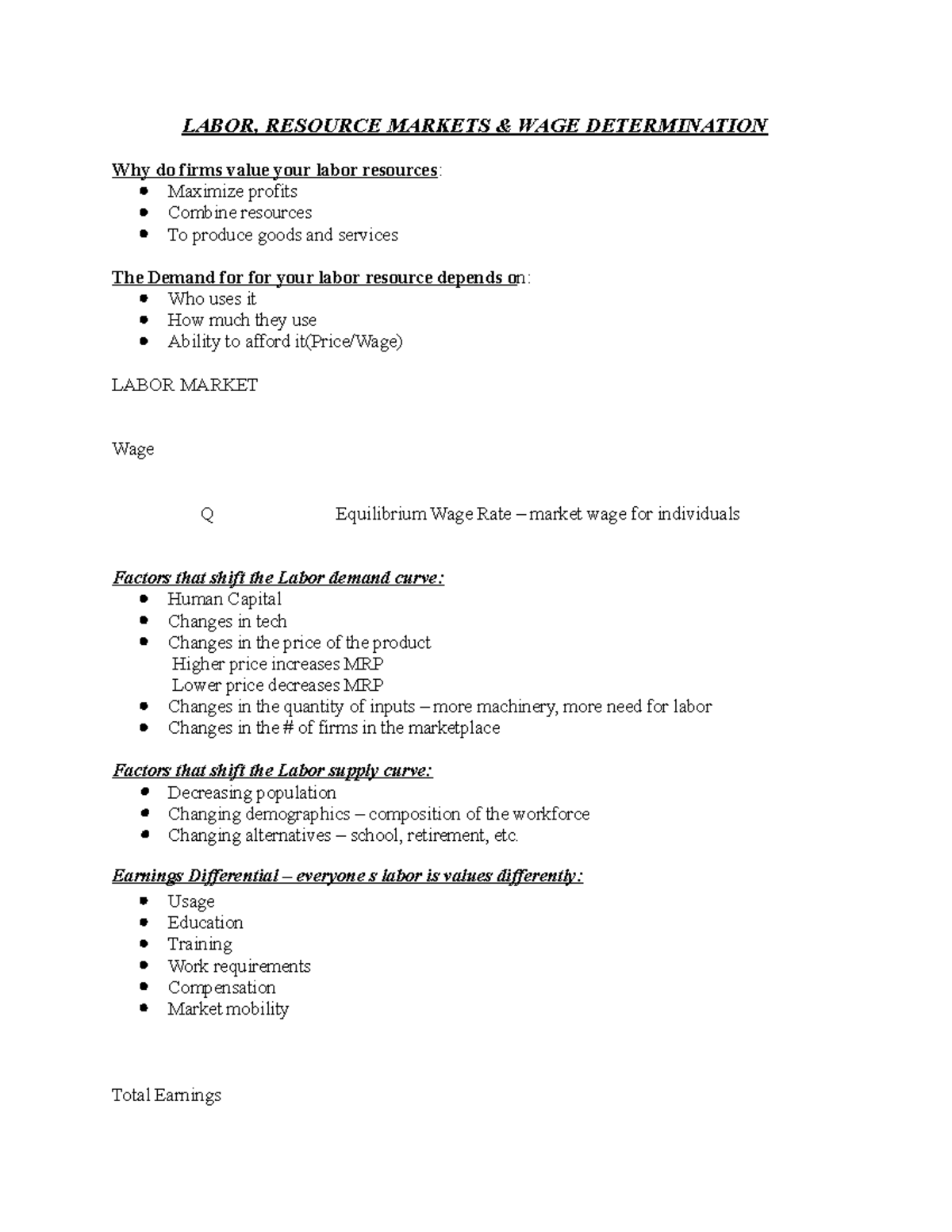 Labor Markets And Wage Determination Labor Resource Markets Wage Determination Why Do Firms