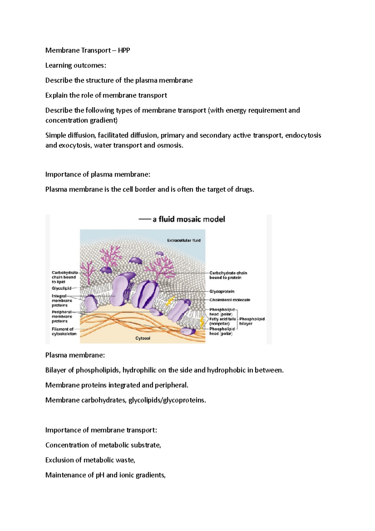 Membrane Transport - Lecture notes 24 - Membrane Transport – HPP ...