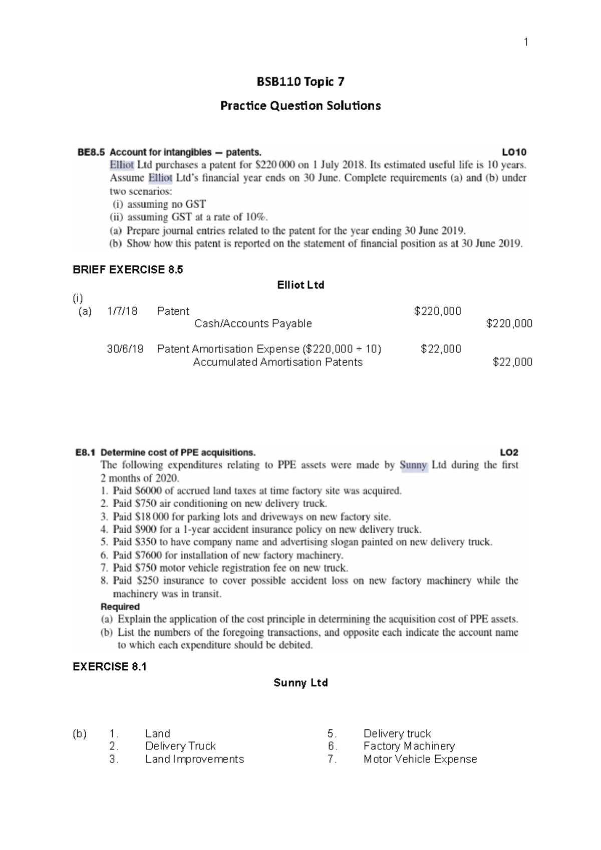 BSB110 Topic 9 Practice Question Solutions - BSB110 Topic 7 Practice ...
