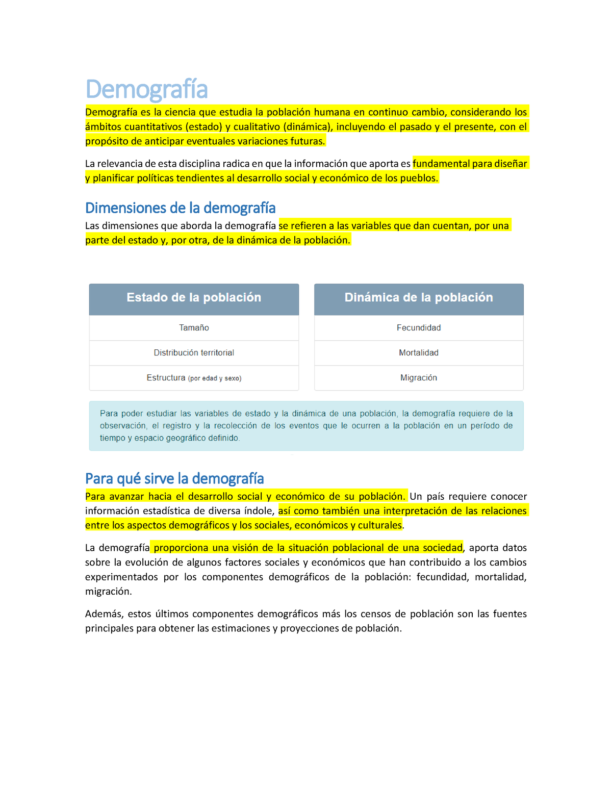 Demografía. Qué Es - Demografía DemografÌa Es La Ciencia Que Estudia La ...