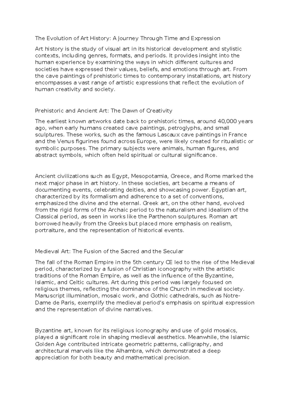 The Evolution of Art History - It provides insight into the human ...
