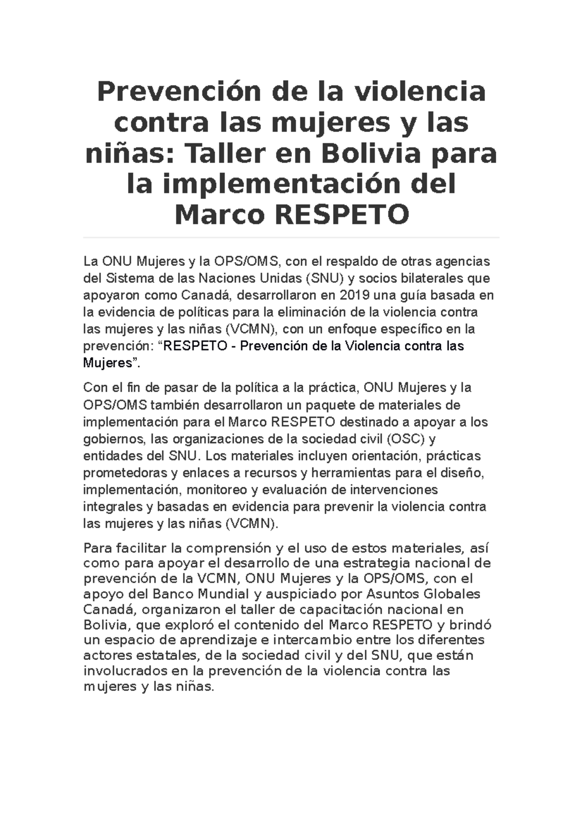 T1 Prevención de la violencia contra las mujeres y las niñas ...