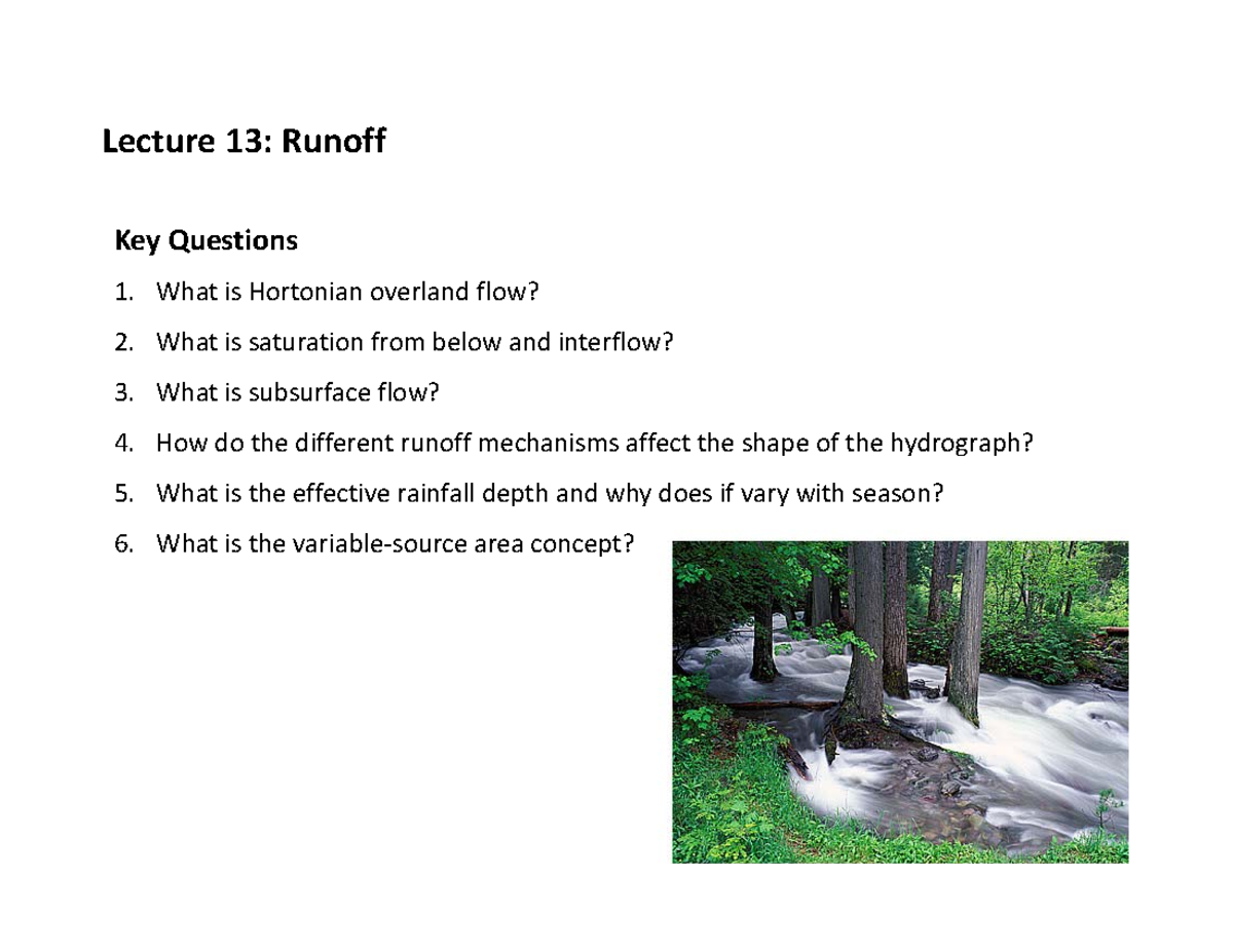 Runoff - Hydrology is the science that encompasses the study of water ...