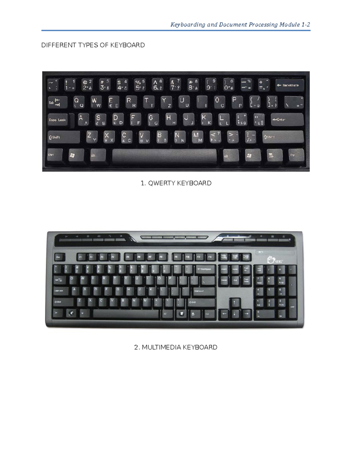 Different Types OF Keyboard Nica BSOA Keyboarding DIFFERENT TYPES