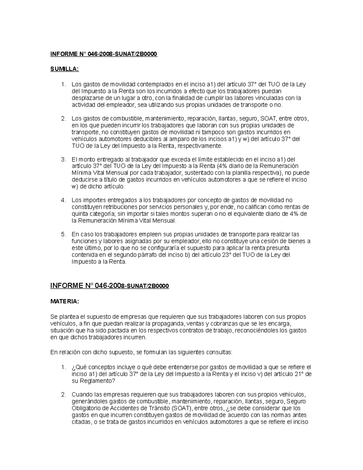 Condicon DE Trabajo - Curso de contabilidad - INFORME N° 046-2008-SUNAT ...