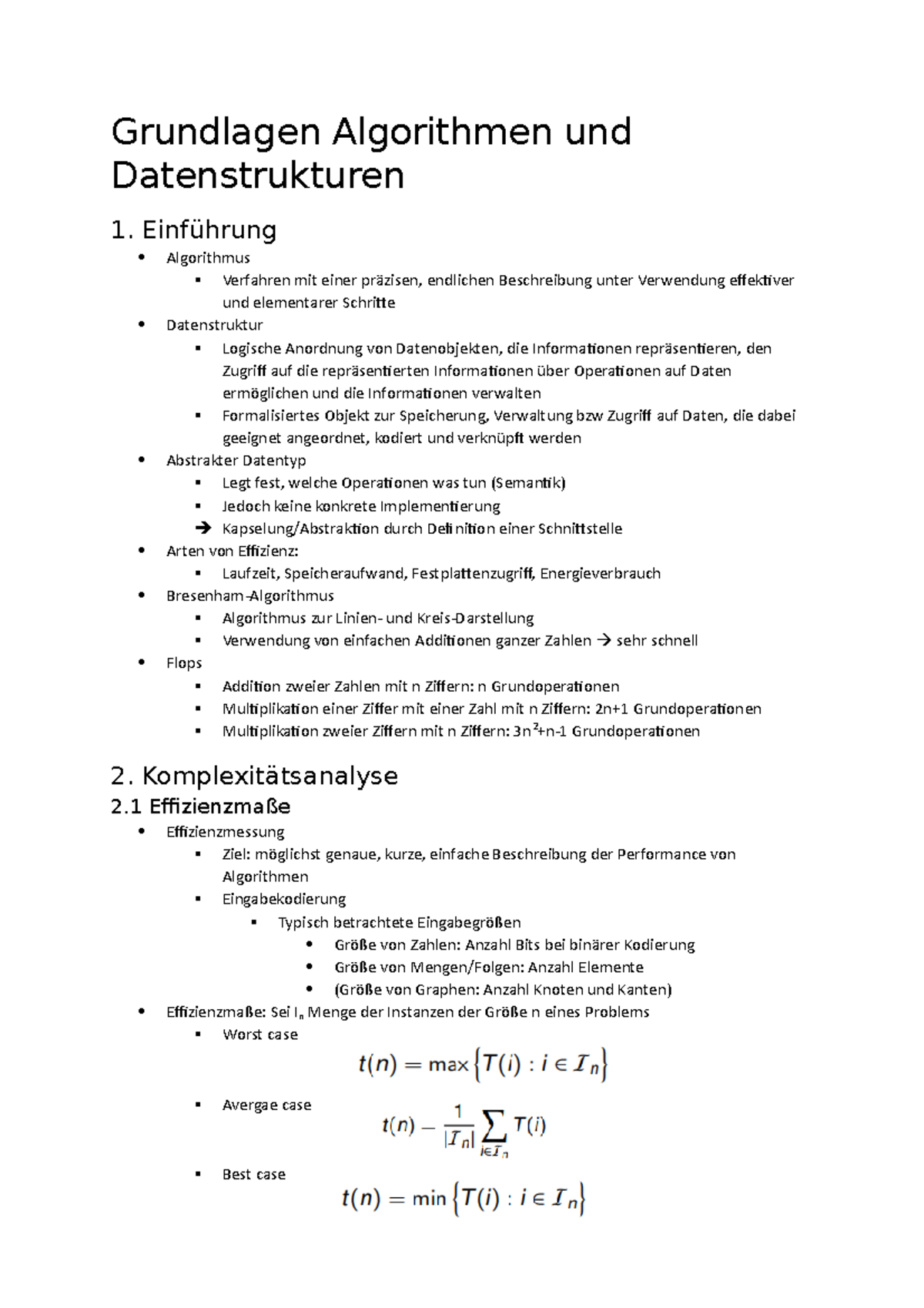 Zusammenfassung Zu Grundlagen Algorithmen Und Datenstrukturen ...