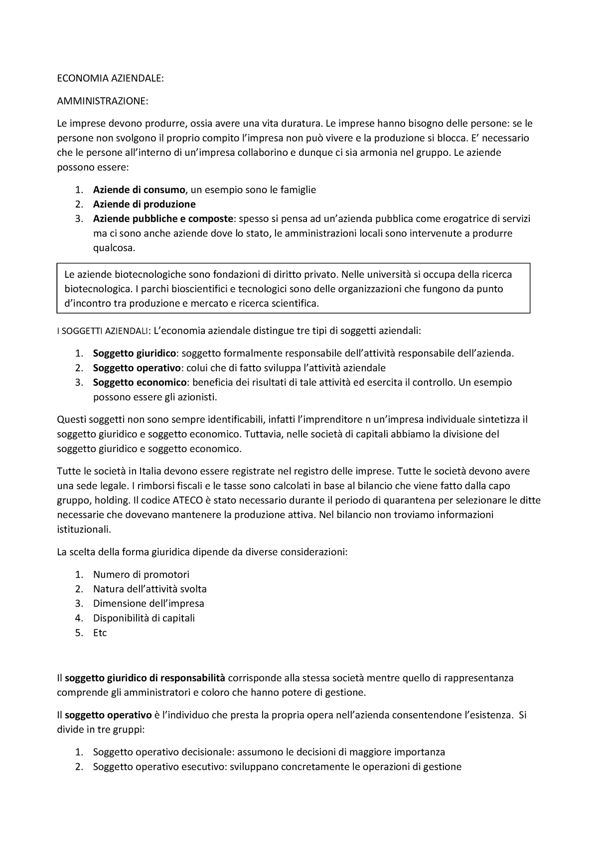 Amministrazione - Appunti Biotech Unimi - ECONOMIA AZIENDALE ...