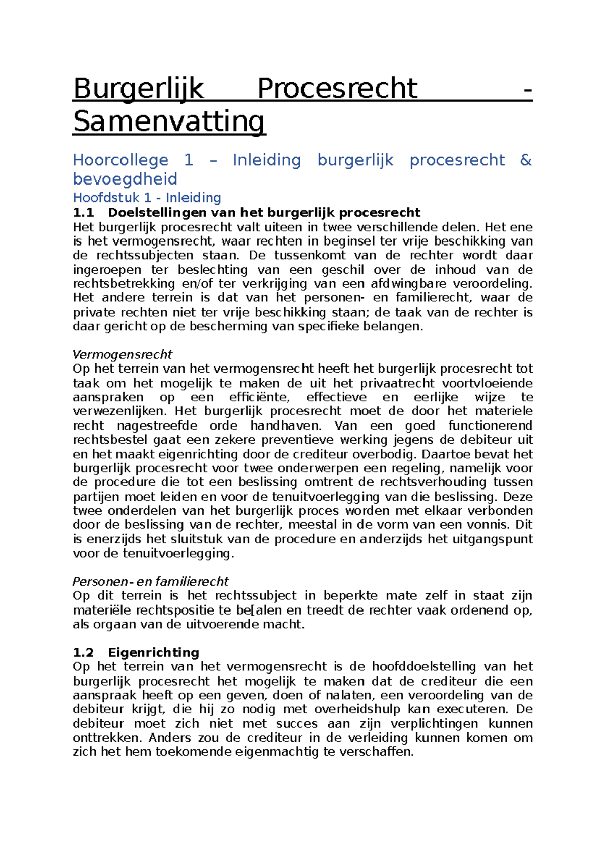 Burgerlijk Procesrecht Samenvatting Compleet - Burgerlijk Procesrecht ...