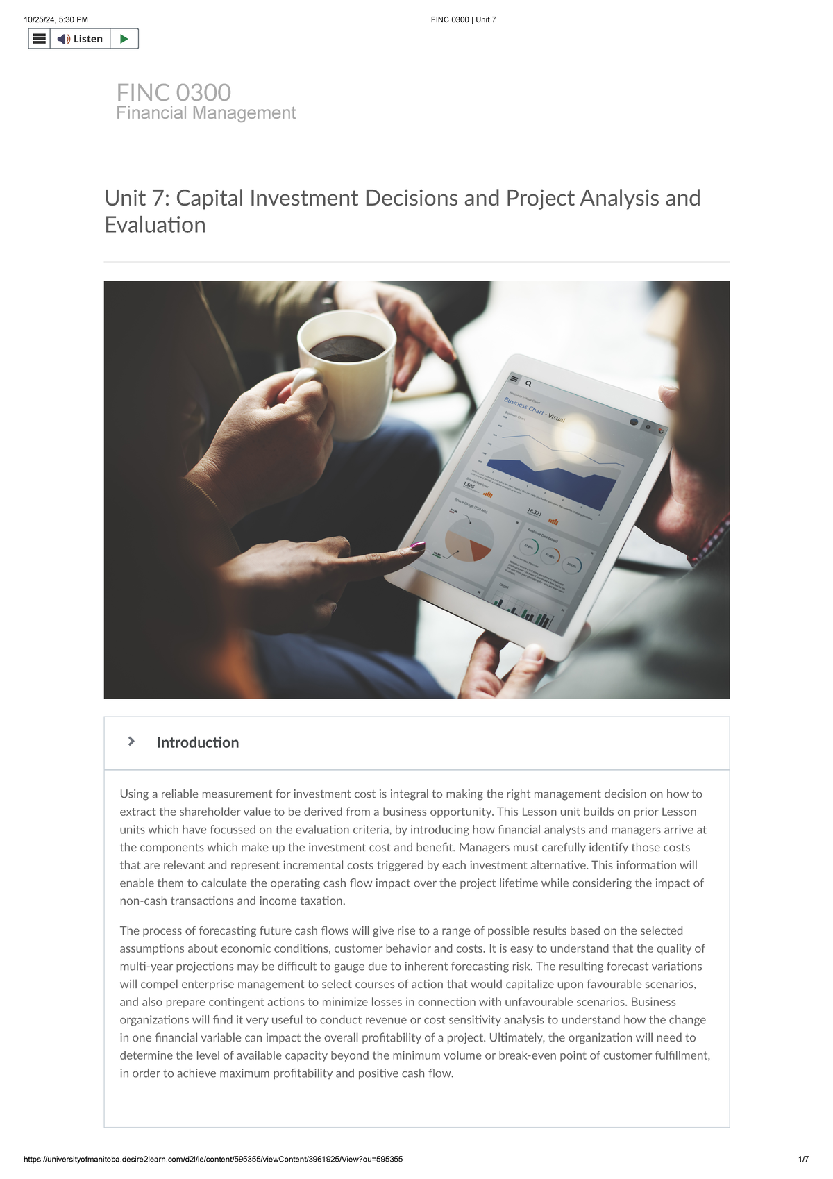 Unit 7 Capital Investment Decisions and Project Analysis and Evaluation ...