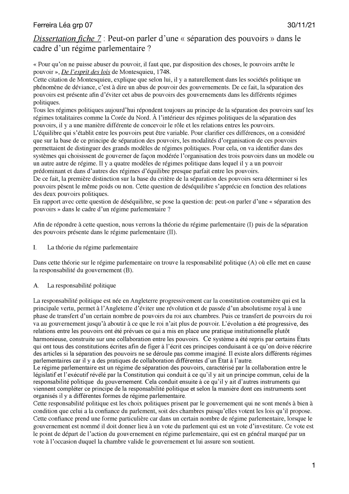 plan dissertation sur la separation des pouvoirs