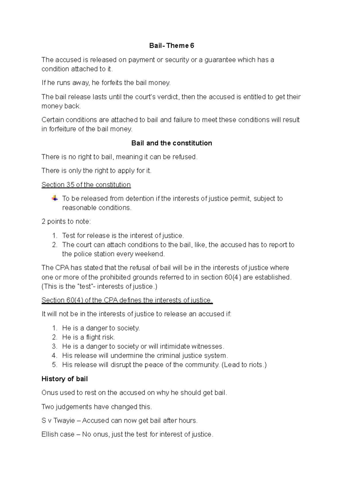 Bail (Criminal Procedure) - Bail- Theme 6 The accused is released on ...