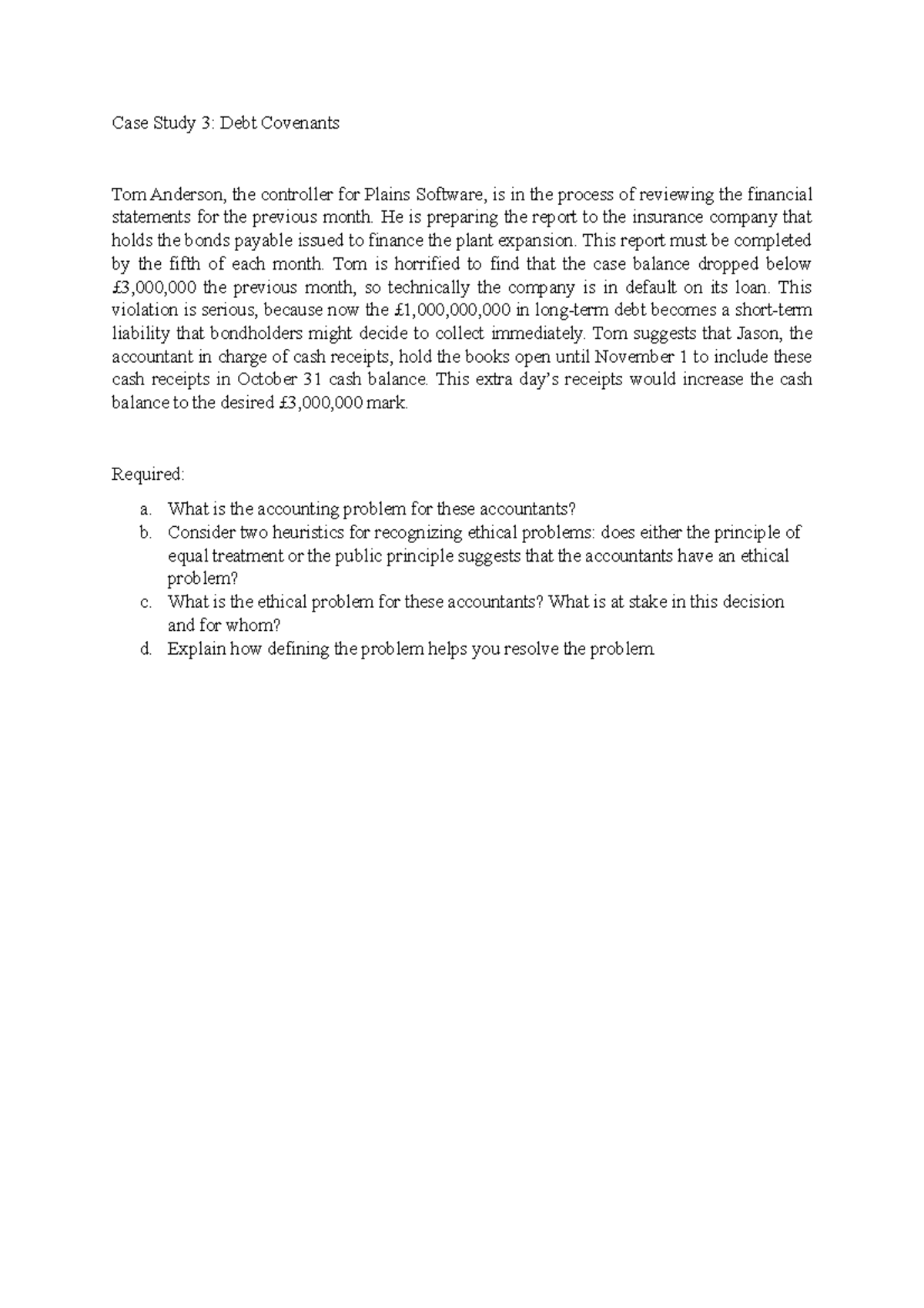 Case study 3 Debt Covenants - Case Study 3: Debt Covenants Tom Anderson ...