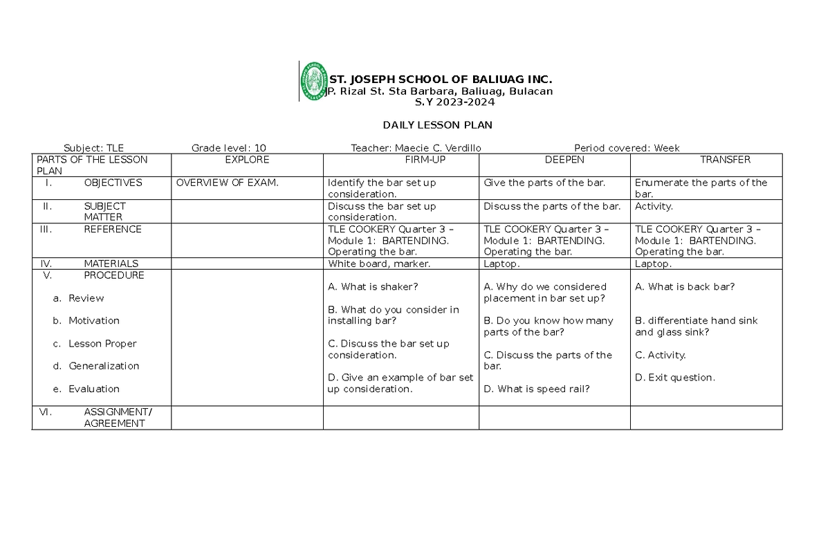 March 18-21 - ST. JOSEPH SCHOOL OF BALIUAG INC. JP. Rizal St. Sta ...