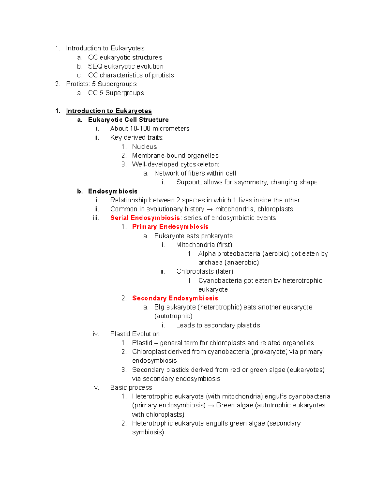 Eukaryotes 1 23 - Google Docs - Introduction to Eukaryotes a. CC ...