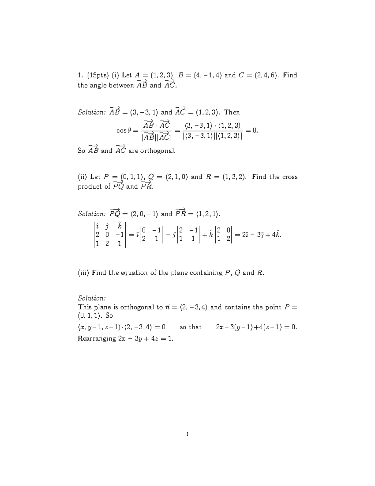 18.02 Review Problem Final B Model 3 - (15pts) (i) LetA= (1 , 2 ,3),B ...