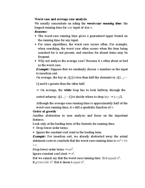 Asymptotic Notations and Basic Efficiency Classes - To compare and rank ...