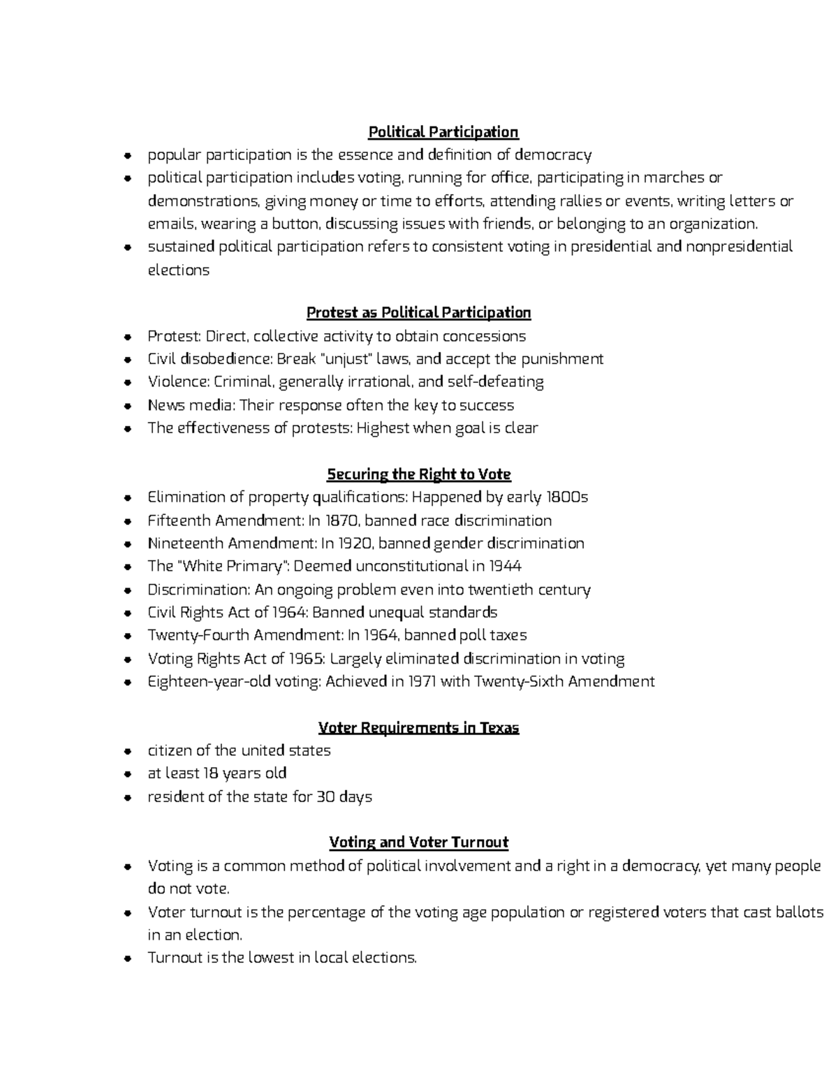 Pols notes section 2 - Jason Smith - Political Participation popular ...