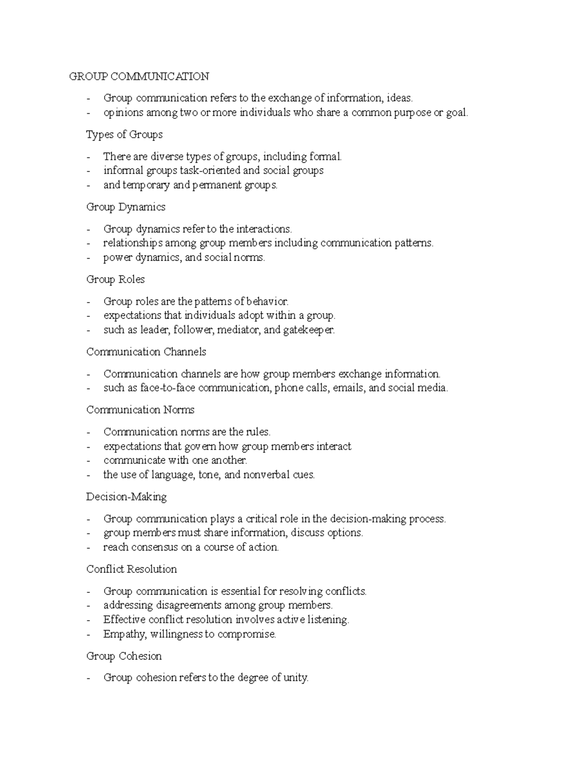 Group Communication Notes 1 - GROUP COMMUNICATION Group communication ...